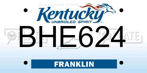 BHE624 Kentucky License Plate