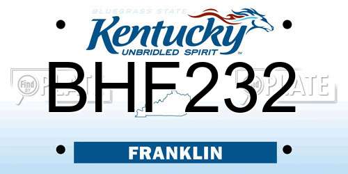 BHF232 Kentucky License Plate