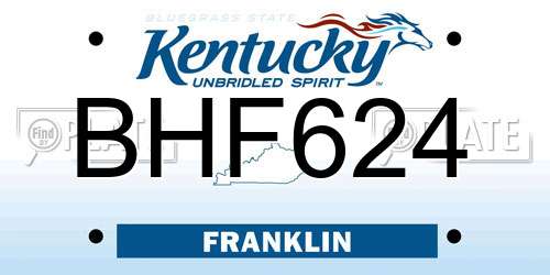 BHF624 Kentucky License Plate