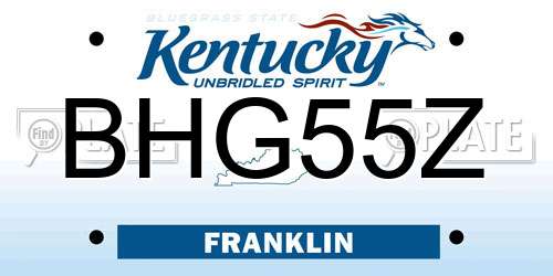 BHG55Z Kentucky License Plate