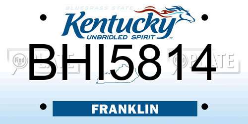 BHI5814 Kentucky License Plate