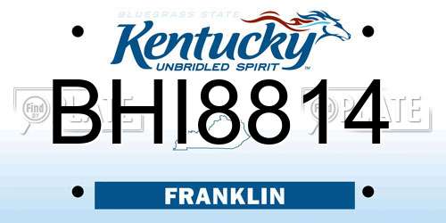 BHI8814 Kentucky License Plate