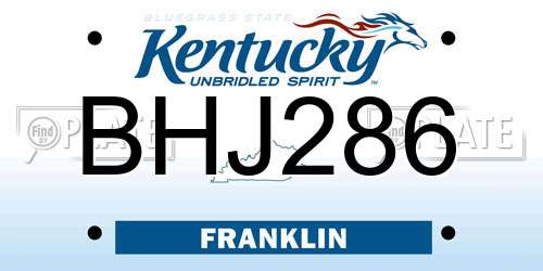 BHJ286 Kentucky License Plate