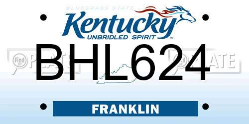 BHL624 Kentucky License Plate