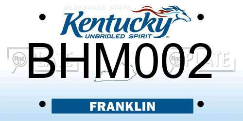BHM002 Kentucky License Plate