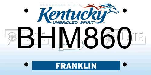 BHM860 Kentucky License Plate