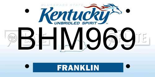 BHM969 Kentucky License Plate