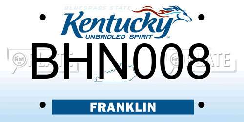 BHN008 Kentucky License Plate