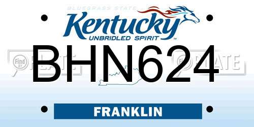 BHN624 Kentucky License Plate