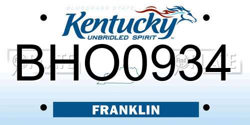 BHO0934 Kentucky License Plate