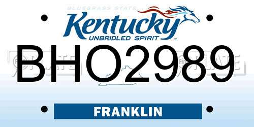 BHO2989 Kentucky License Plate