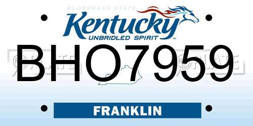 BHO7959 Kentucky License Plate