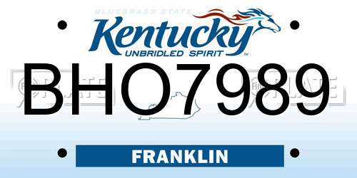 BHO7989 Kentucky License Plate