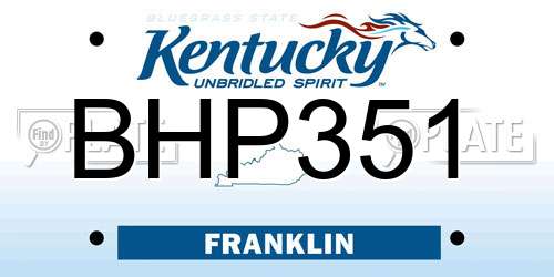 BHP351 Kentucky License Plate