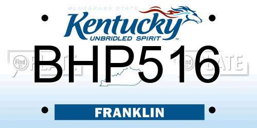 BHP516 Kentucky License Plate