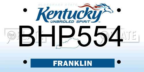 BHP554 Kentucky License Plate