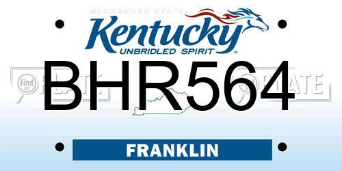 BHR564 Kentucky License Plate