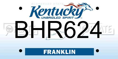 BHR624 Kentucky License Plate