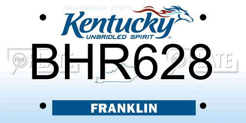 BHR628 Kentucky License Plate