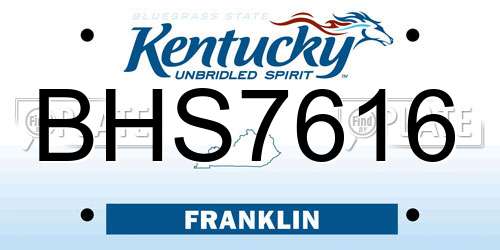 BHS7616 Kentucky License Plate