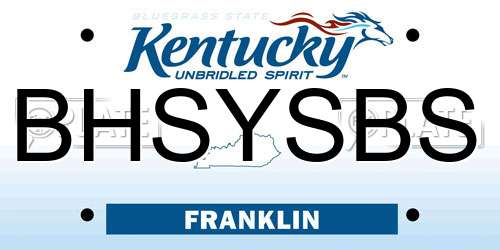 BHSYSBS Kentucky License Plate