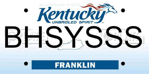 BHSYSSS Kentucky License Plate