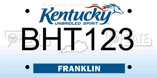 BHT123 Kentucky License Plate