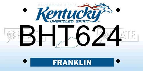 BHT624 Kentucky License Plate