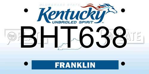 BHT638 Kentucky License Plate