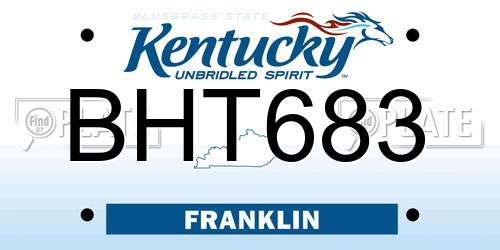 BHT683 Kentucky License Plate