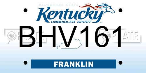 BHV161 Kentucky License Plate