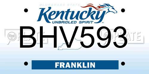 BHV593 Kentucky License Plate