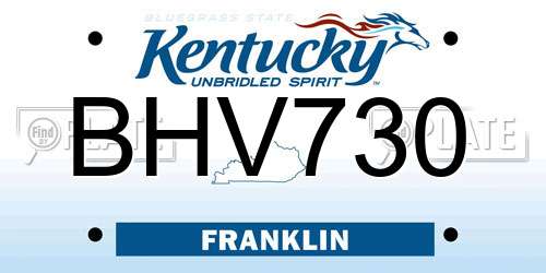 BHV730 Kentucky License Plate