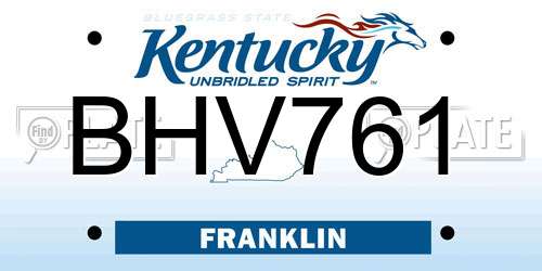 BHV761 Kentucky License Plate