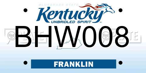 BHW008 Kentucky License Plate