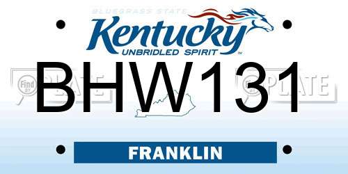 BHW131 Kentucky License Plate