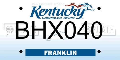 BHX040 Kentucky License Plate