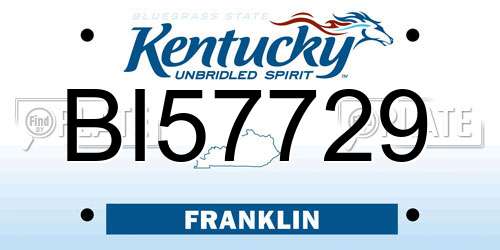 BI57729 Kentucky License Plate