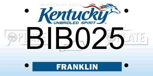 BIB025 Kentucky License Plate