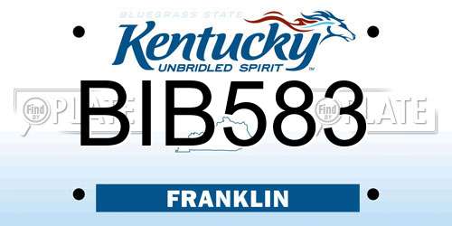 BIB583 Kentucky License Plate