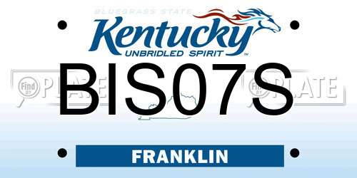 BIS07S Kentucky License Plate