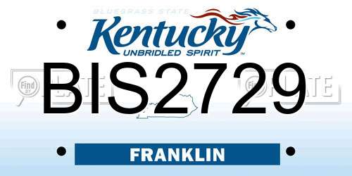 BIS2729 Kentucky License Plate