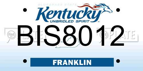 BIS8012 Kentucky License Plate