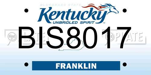 BIS8017 Kentucky License Plate