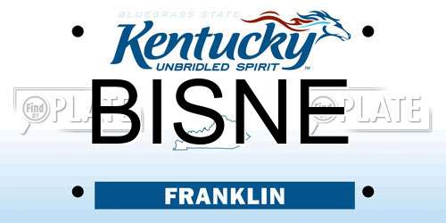 BISNE Kentucky License Plate
