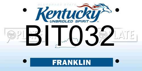 BIT032 Kentucky License Plate