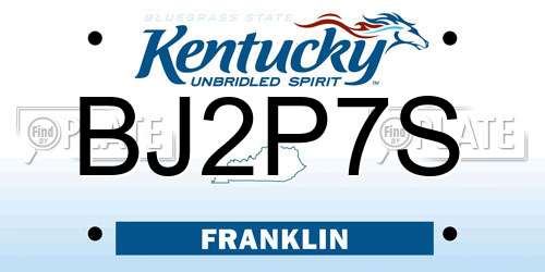 BJ2P7S Kentucky License Plate