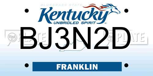 BJ3N2D Kentucky License Plate
