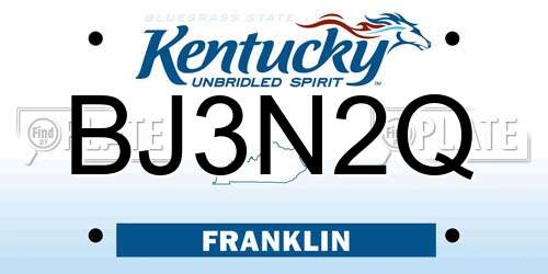 BJ3N2Q Kentucky License Plate
