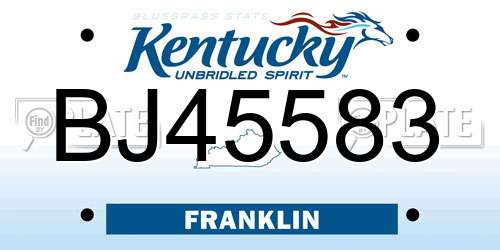 BJ45583 Kentucky License Plate